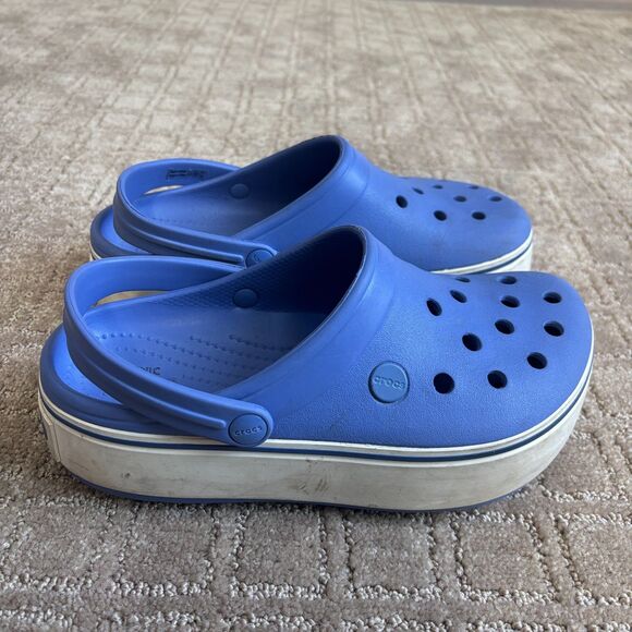 Crocs Crocband Platform Clog Womens 7 Periwinkle Blue Chunky Waterproof Rubber - Picture 2 of 9